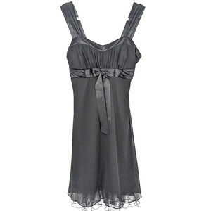 VTG Y2K Black Glitter Whimsigoth Dark Fairy Sheer Tulle Empire Waist Midi Dress